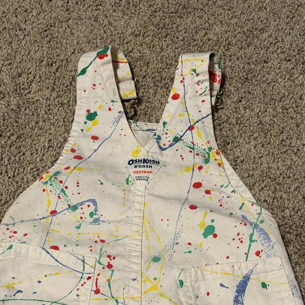Vintage OshKosh B'Gosh Paint Splatter Overalls Toddler 12 Months USA